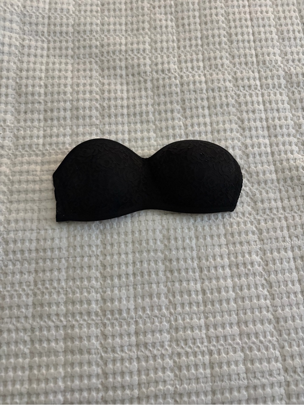 aerie Black Lace Strapless Bandeau Bra